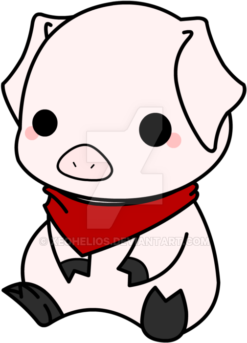 Drawn Pig Chibi - Cute Anime Pig Drawing (600x756), Png Download