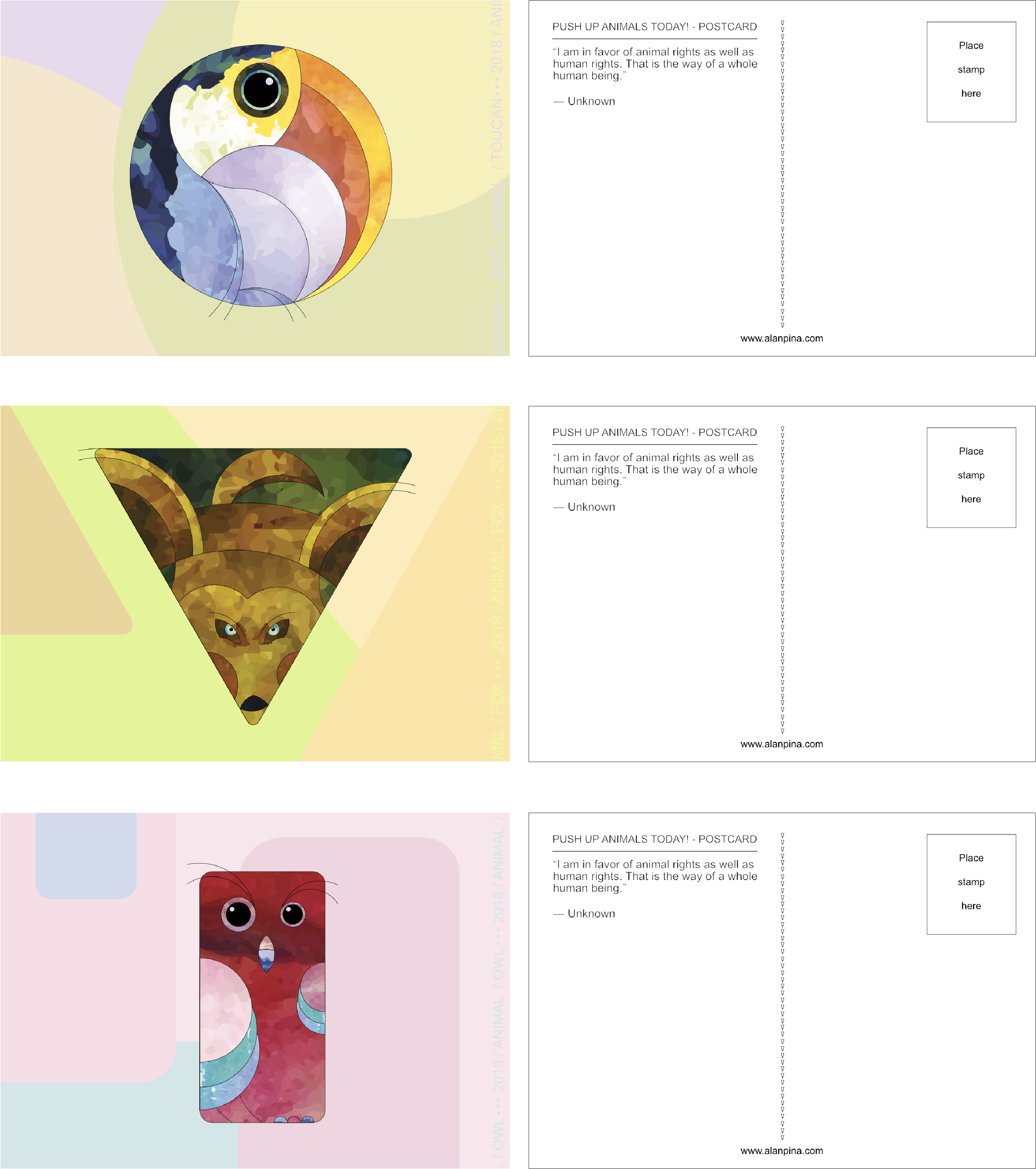 Animals Postcards Design - Collage (3509x3821), Png Download