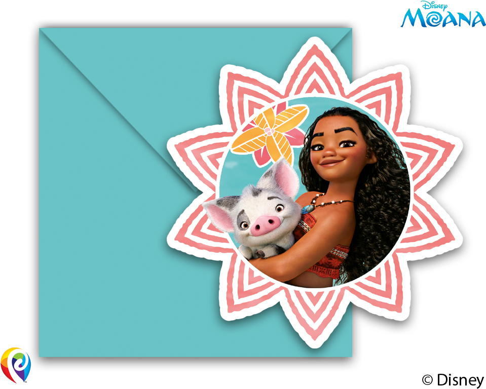 Pack Of 6 Invitations & Envelopes - Sobres De Moana (1000x800), Png Download