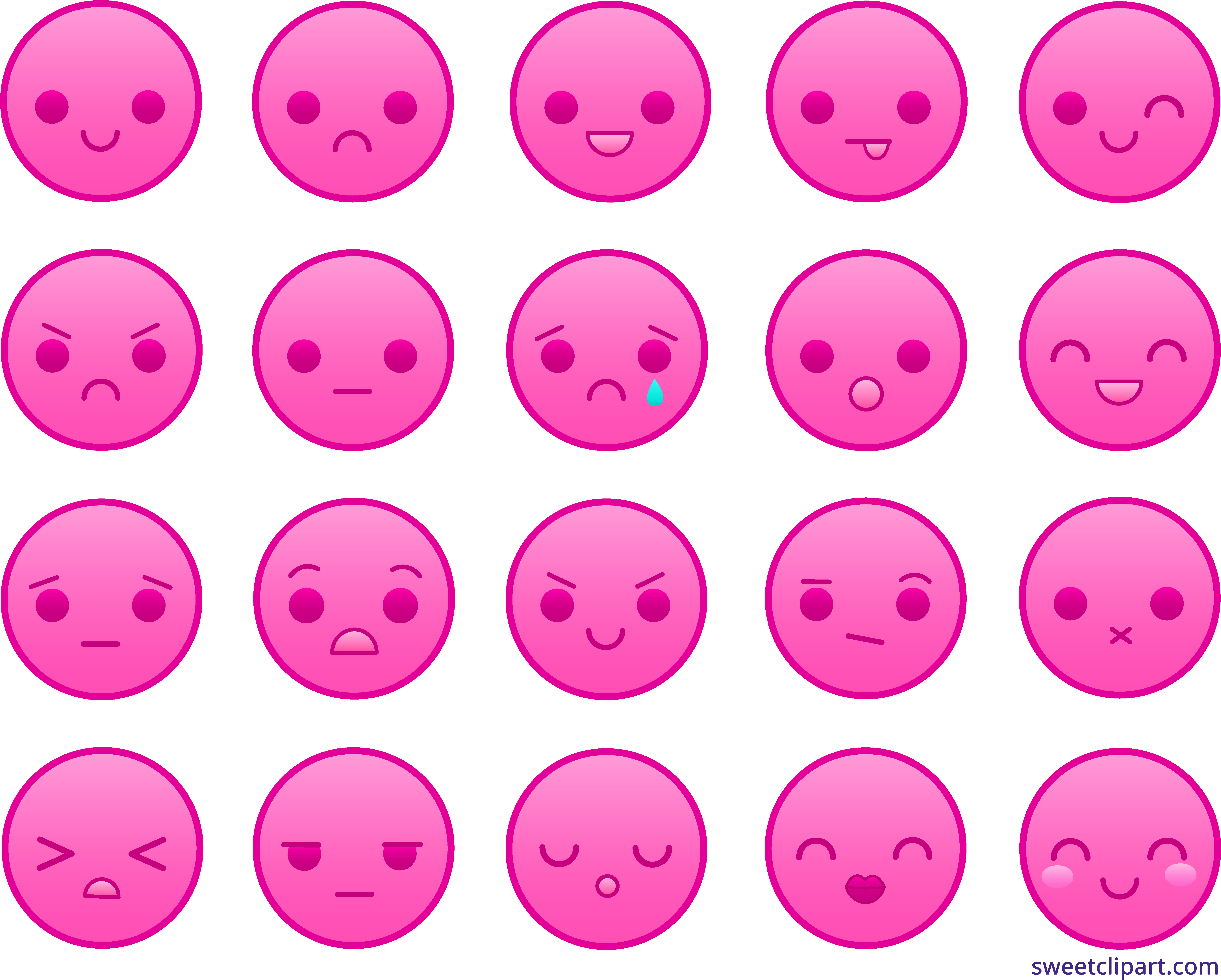 Smileys Clipart Pink - Emoticons Pink (6835x5478), Png Download