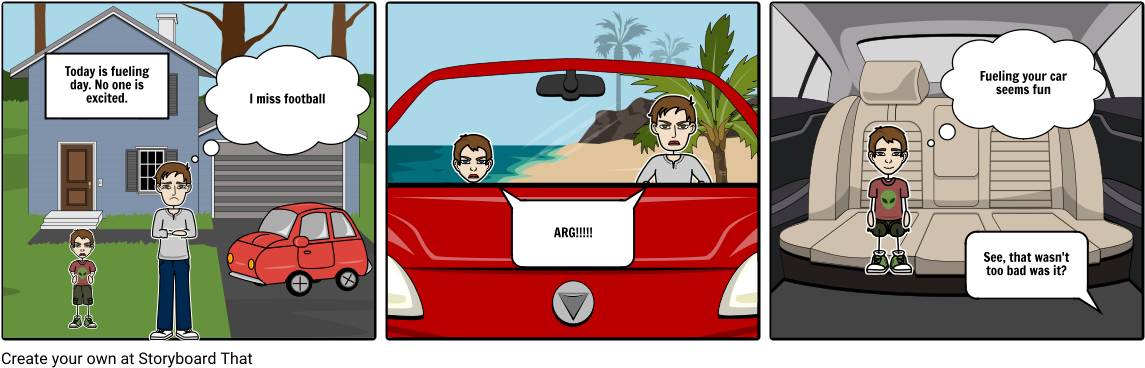 Gas Station Storyboard - Cartoon (1164x385), Png Download