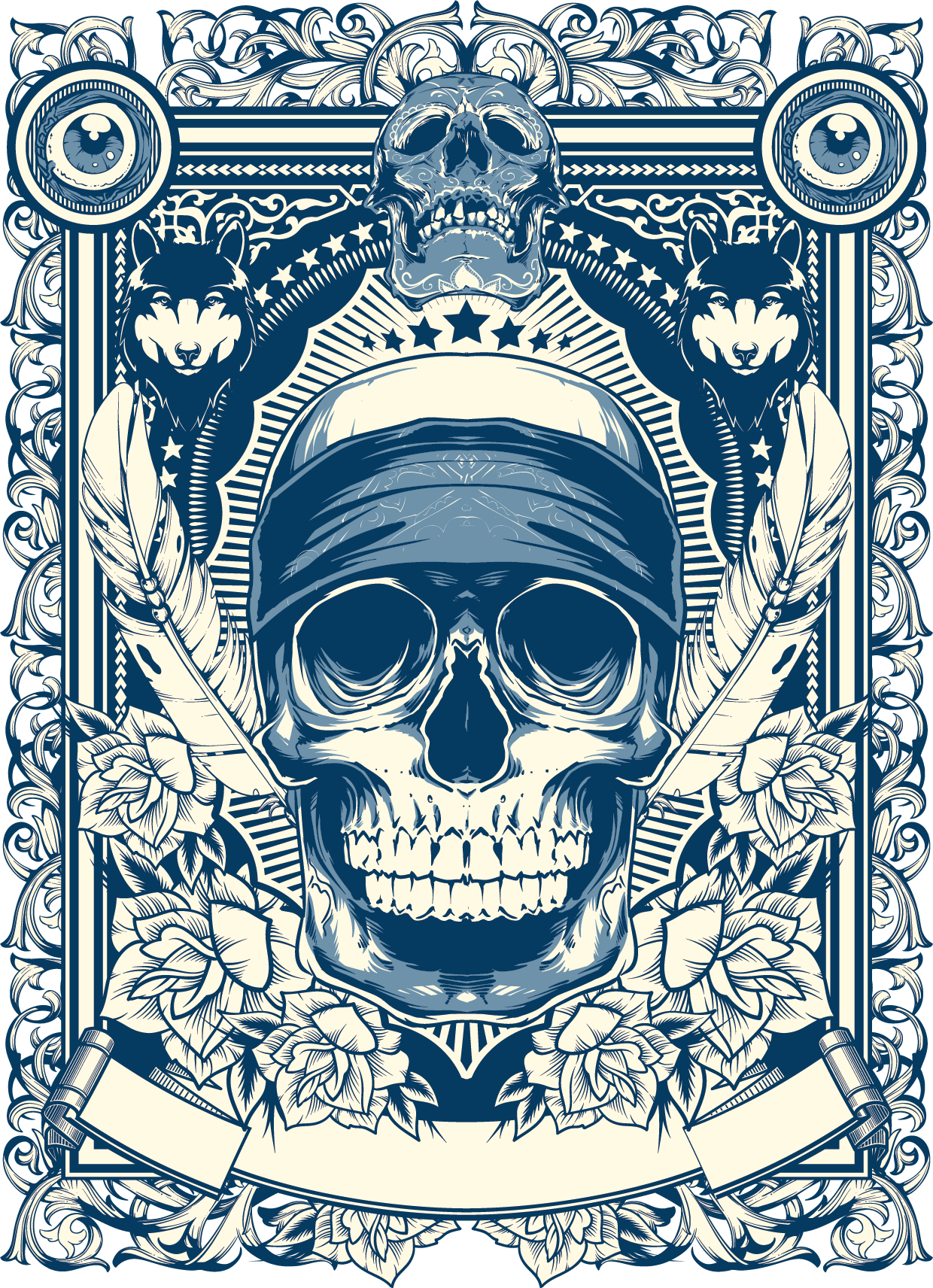 Fashion Trend Photography Material Royalty Free T Shirt - Antique Vintage Playing Card Back (1240x1712), Png Download