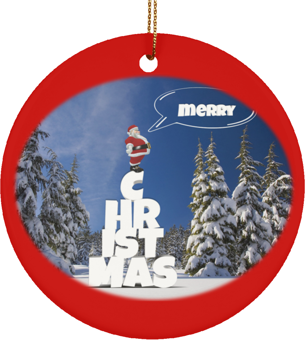 Santa Claus New Merry Christmas Tree Hanging Ornament - Winter Season Forests (1155x1155), Png Download