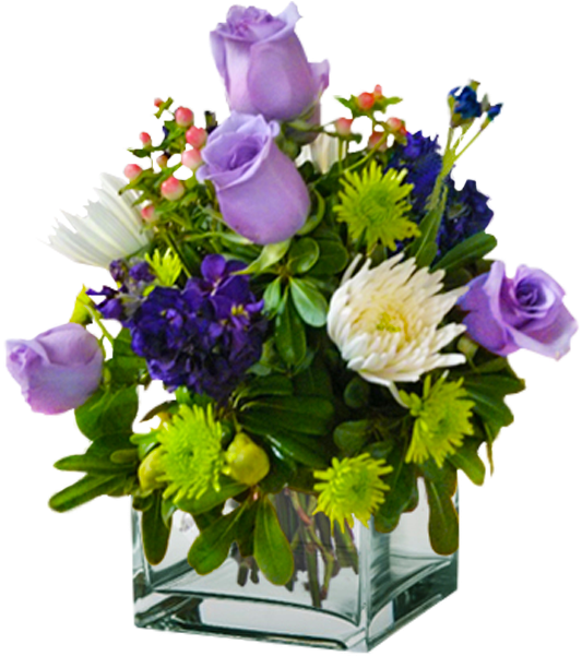 Cube With Lavender Roses - Bouquet (600x600), Png Download