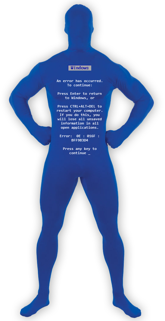 This Costume Is Guaranteed To Get A Reaction From Fellow - Blue Screen Of Death Halloween Costume (548x1060), Png Download