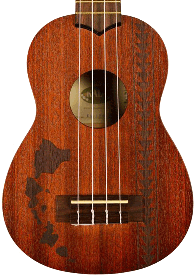 Kala Ka 15s H2 Satin Mahogany Soprano Ukulele With - Ukulele With Hawaiian Islands (1000x1000), Png Download