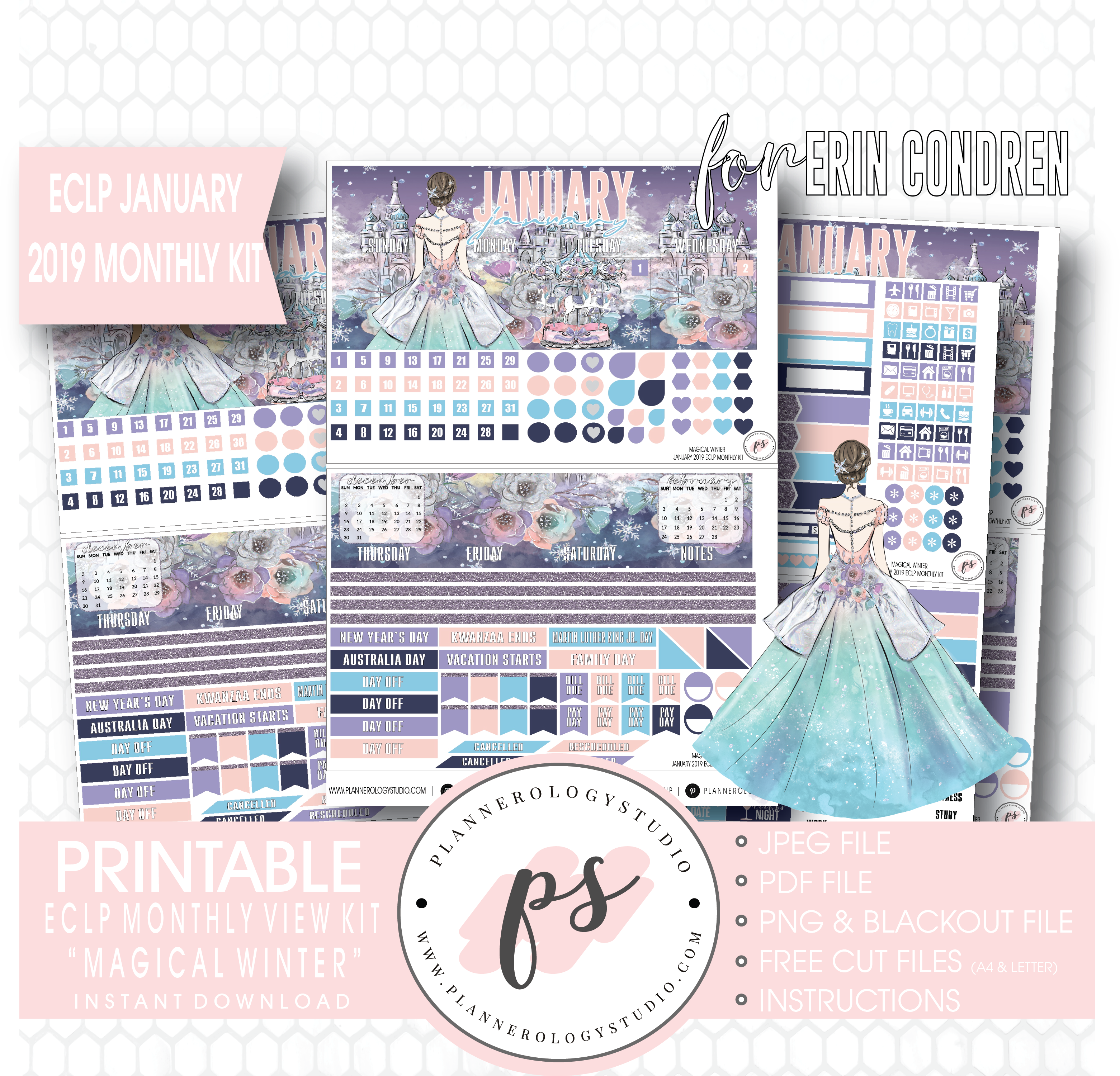 Magical Winter January 2019 Monthly View Kit Digital - Poster (3154x3000), Png Download