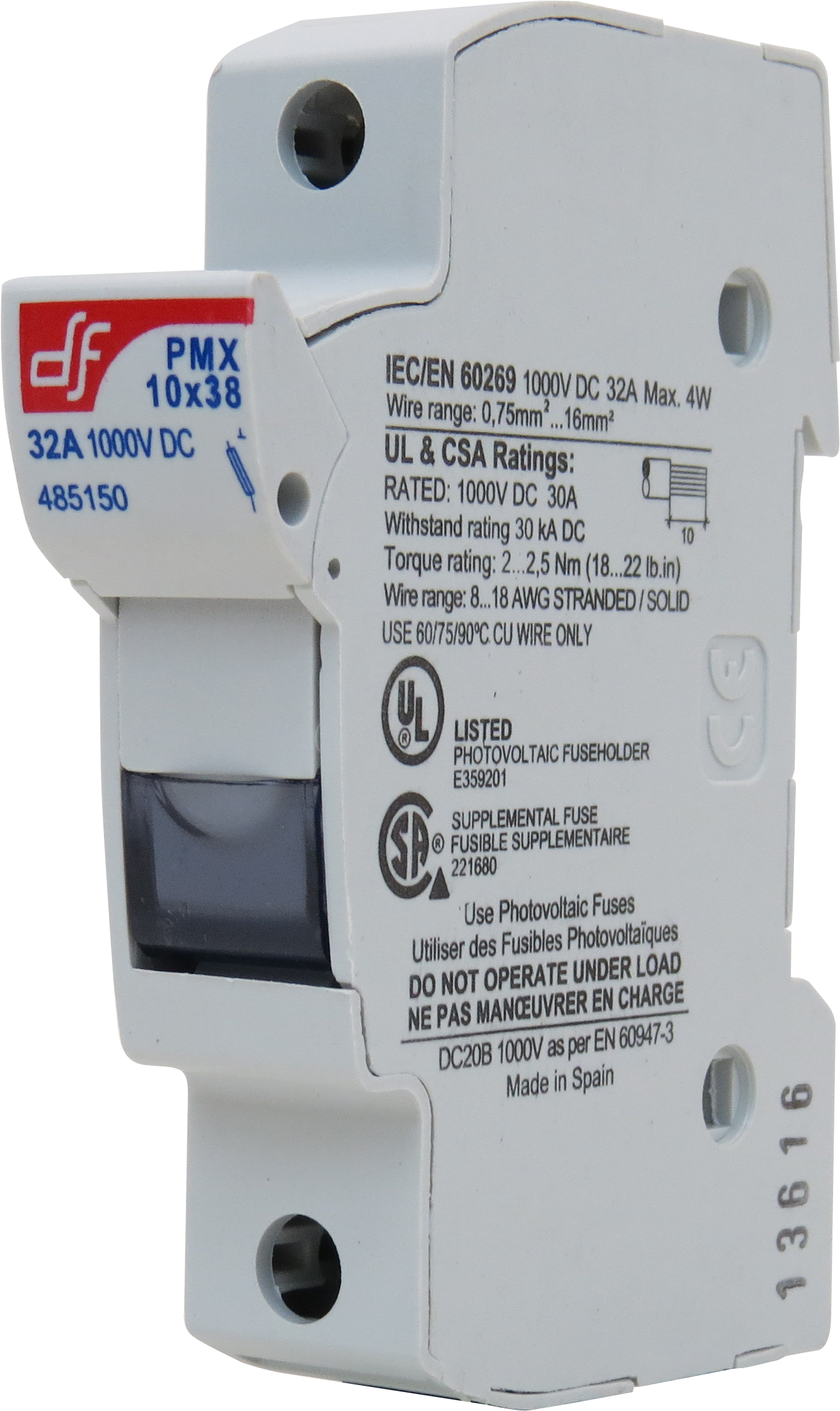 Single Pole Fuse Holder 1000v Dc - 1000v Fused Disconnect Switch (2081x2576), Png Download