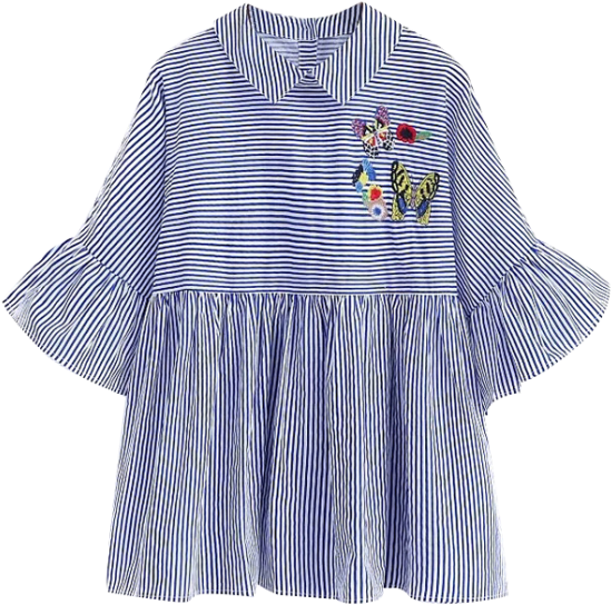 Bordado De La Blusa De Rayas Delantal - Blouse (558x744), Png Download