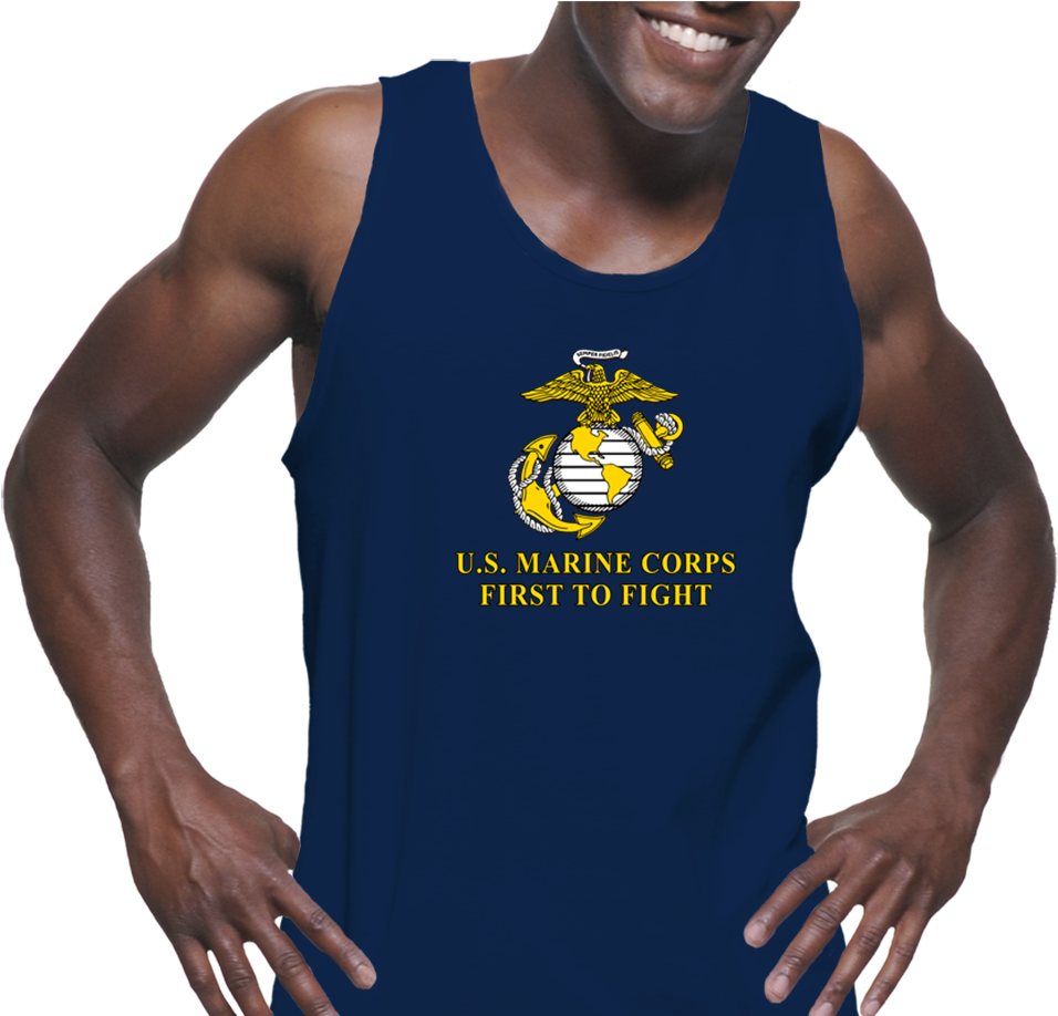 Gildan G220 Tank Top With Marine Corps Symbol 2 Merchant - Gym Tank Top Design (1000x917), Png Download