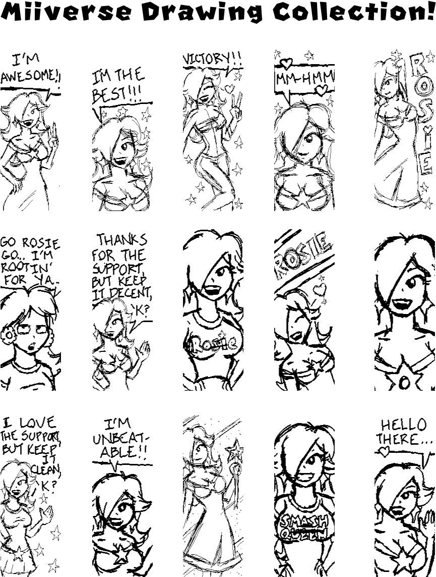 Miiverse Drawing Collection - Cartoon (958x1214), Png Download