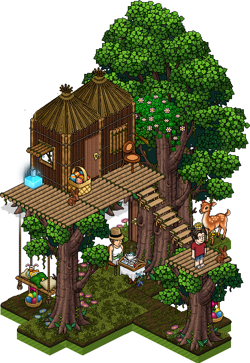 Easter Treehouse Bundle - Habbo Nature (487x707), Png Download