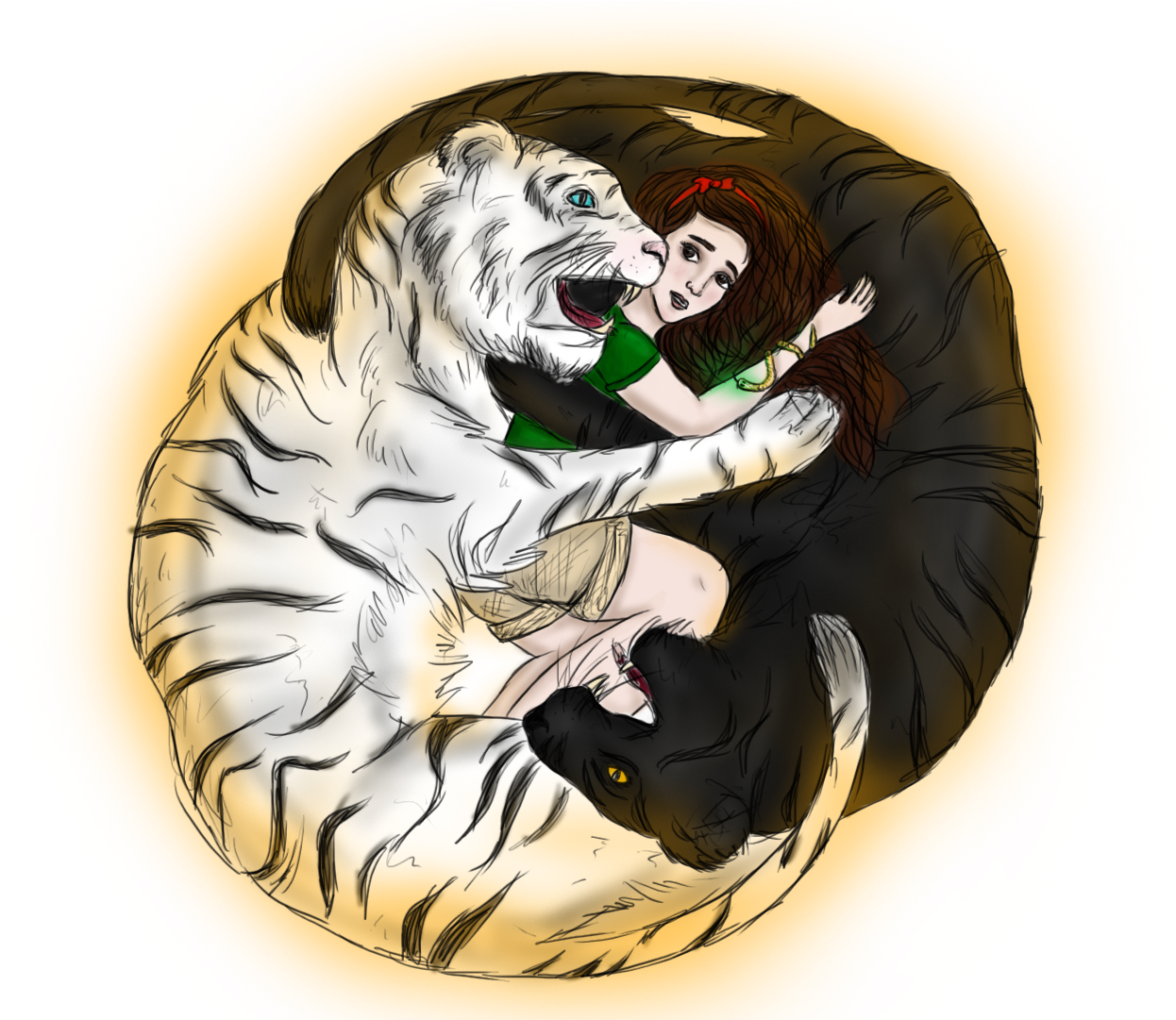 A Tale Of Two Tigers By Thesearchingeyes (1920x1080), Png Download