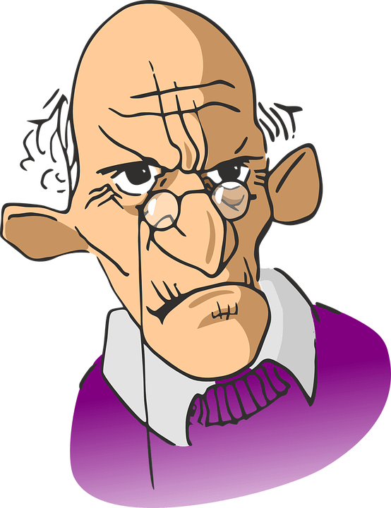 The Angry Patient - Cartoon Grumpy Old Man (554x720), Png Download