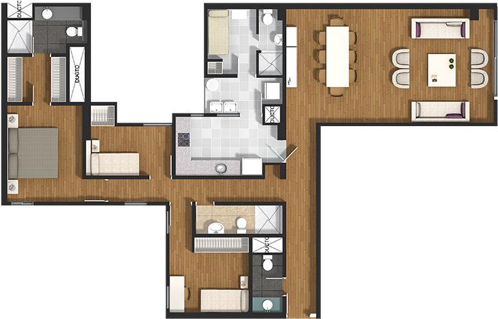 Flat G - Floor Plan (978x470), Png Download