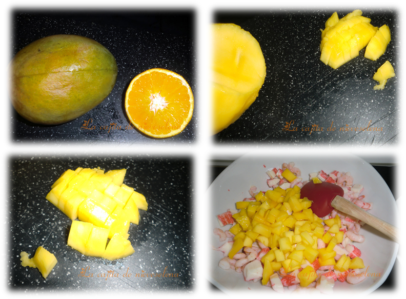Mezclamos Bien Y Añadimos Una Bolsa De Ensalda Variada - Coctel De Marisco Con Mango (792x583), Png Download
