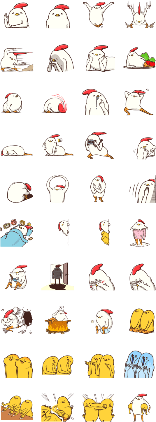 Nobe Tto Life Of Chicken And Chicks Chicken Tattoo, - キモ かわ Line スタンプ (562x1500), Png Download