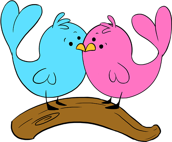 How To Draw Love Birds - Easy Love Bird Drawing (680x678), Png Download