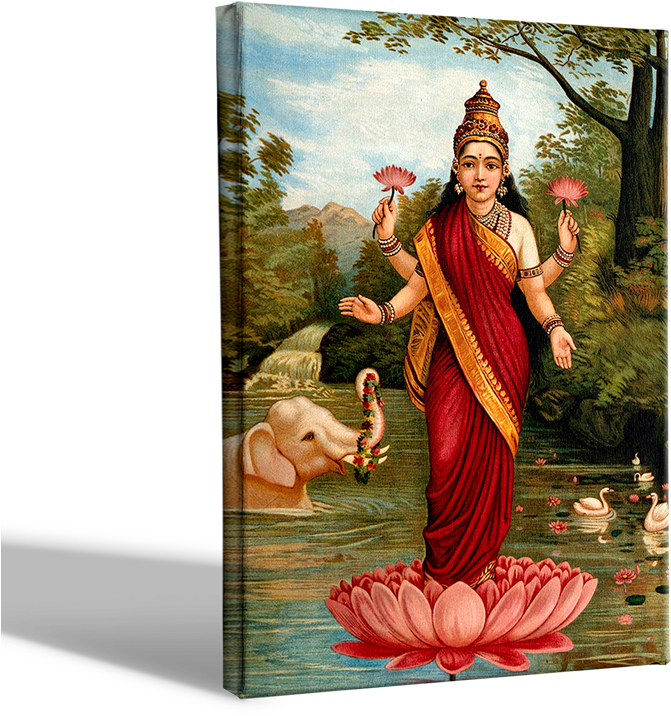 Lakshmi Painting By Raja Ravi Varma - Painting (900x900), Png Download