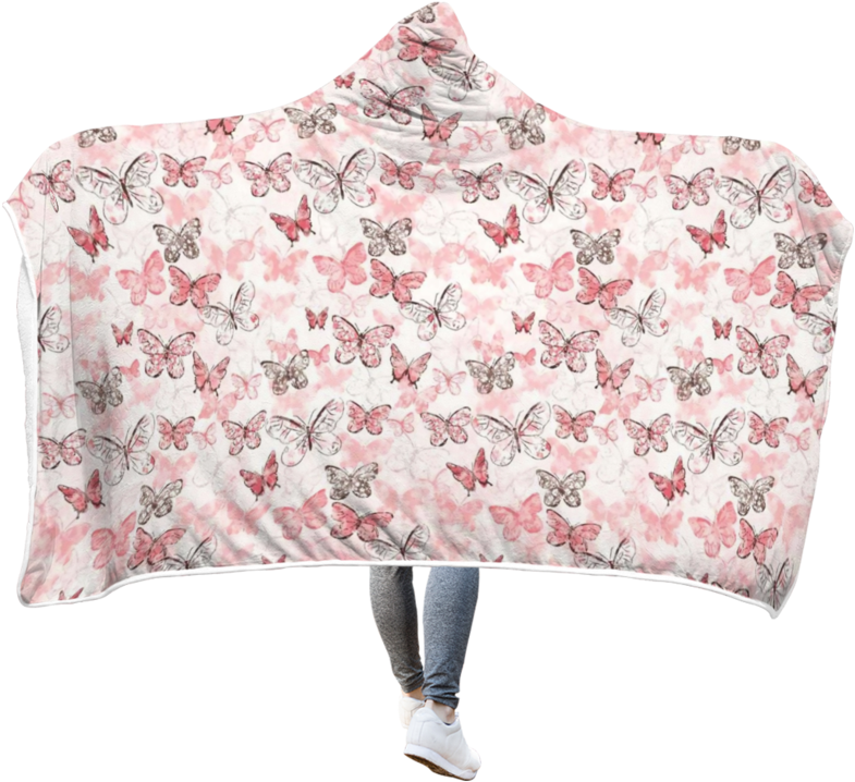 3d Butterfly Full-print Hooded Blanket - Green Design Paper Printable (800x800), Png Download