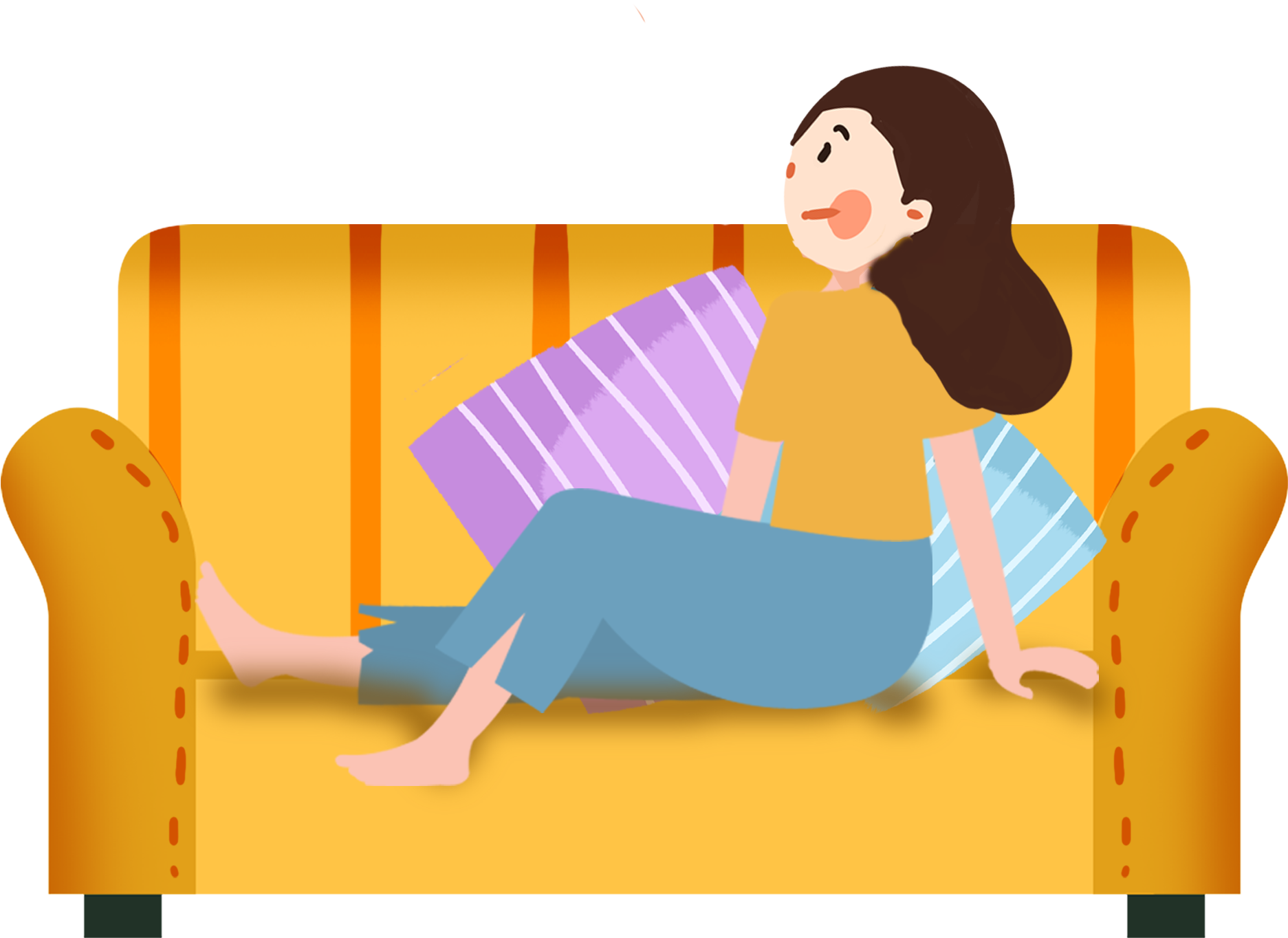 Download Cartoon Hand Drawn Illustration Couch Png And Psd - Sitting PNG Image with No Background Download Cartoon Hand Drawn Illustration Couch Png And Psd - Sitting PNG Image with No Background