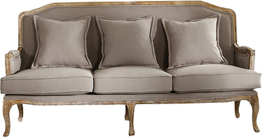 Louis Beige Linen Sofa (900x473), Png Download