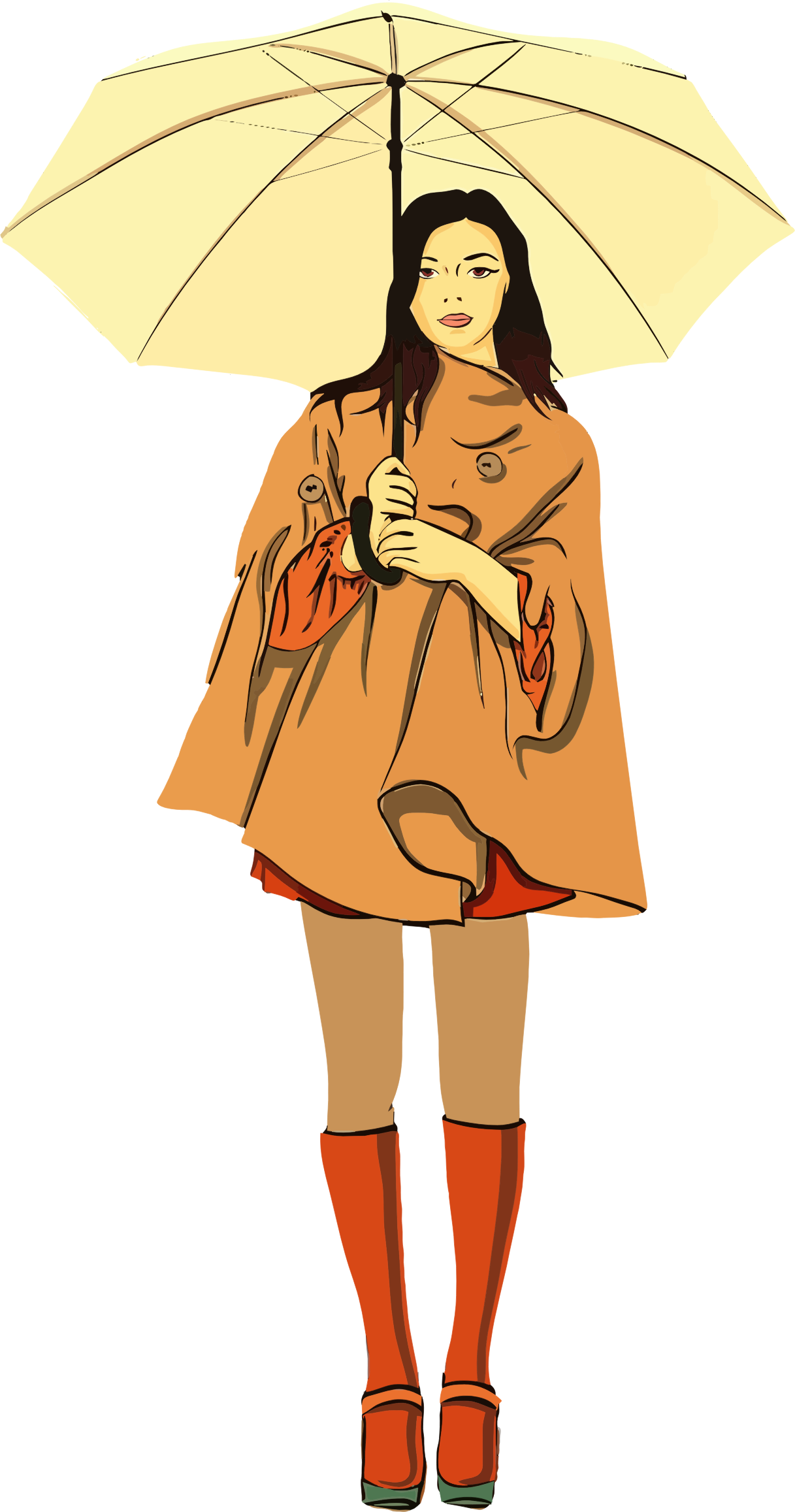 This Free Icons Png Design Of Woman With Umbrella (1217x2315), Png Download