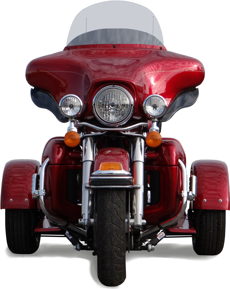 H-d Dresser Ptm Red Front View With Shadow - Trike Harley Front View (839x1024), Png Download