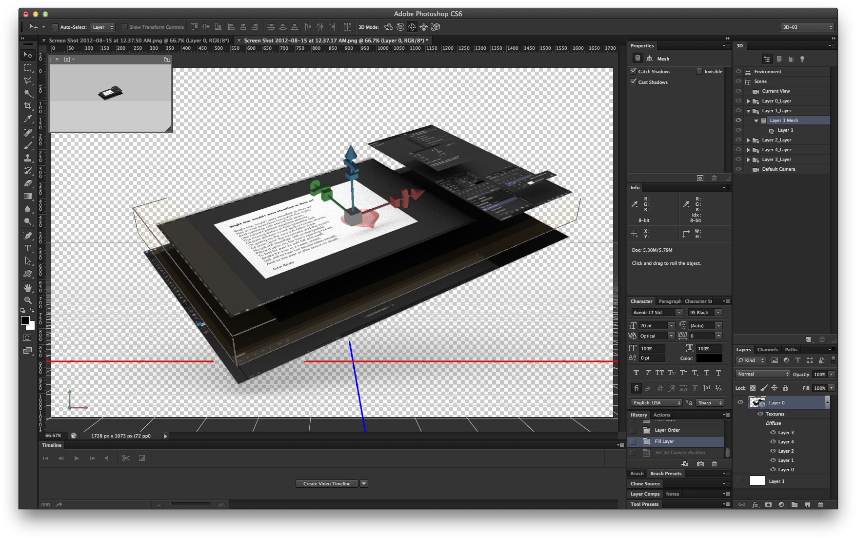Photoshop 3d Workspace - Photoshop 3d Layer Effect (1814x1157), Png Download
