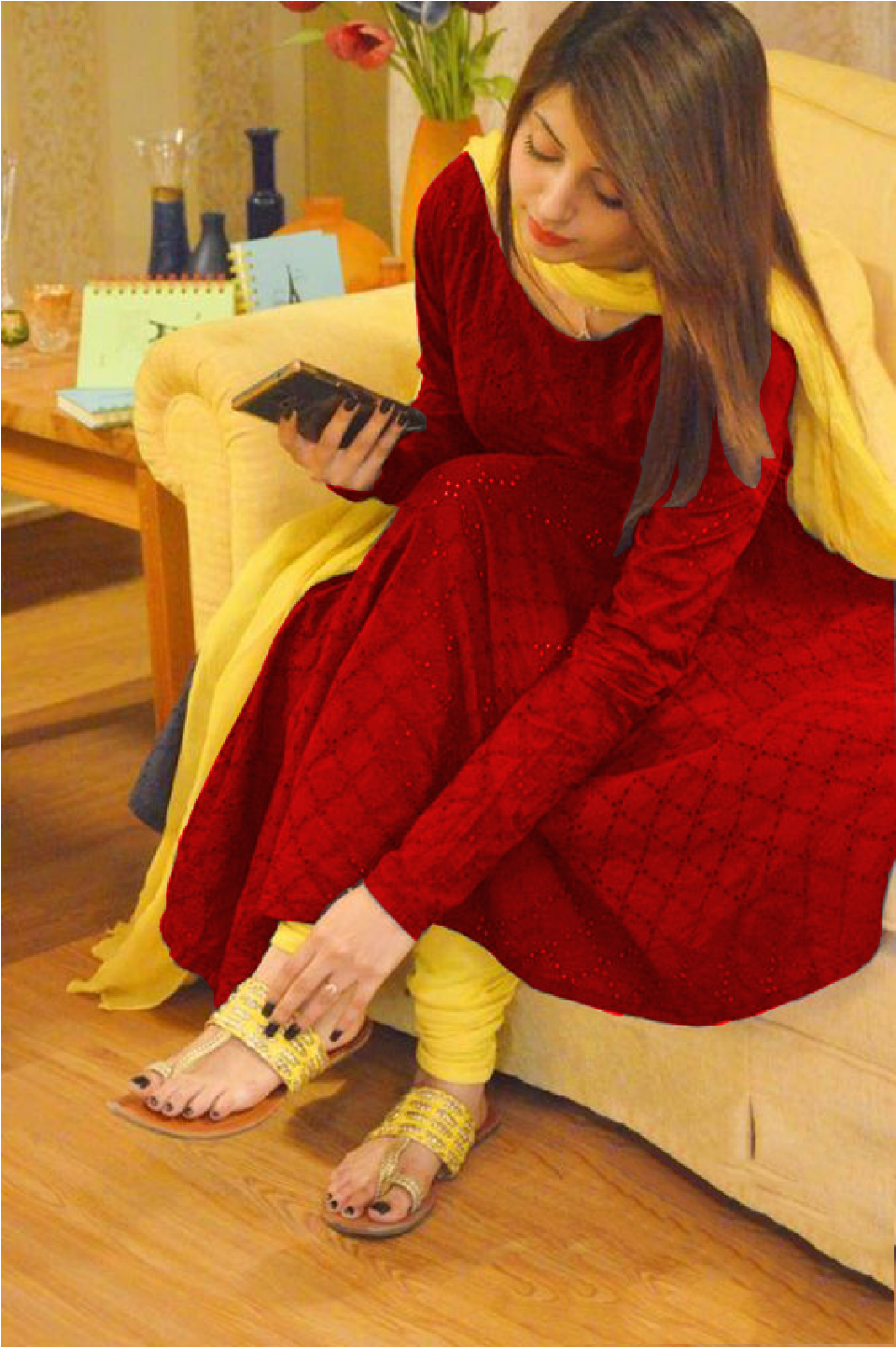 Previous - Yellow Green Salwar Suit (1600x1600), Png Download