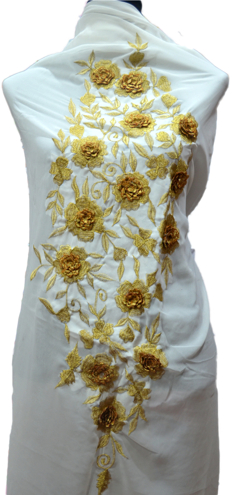 White Un-stitched Georgette With Embroidery Salwar - Cocktail Dress (768x1600), Png Download