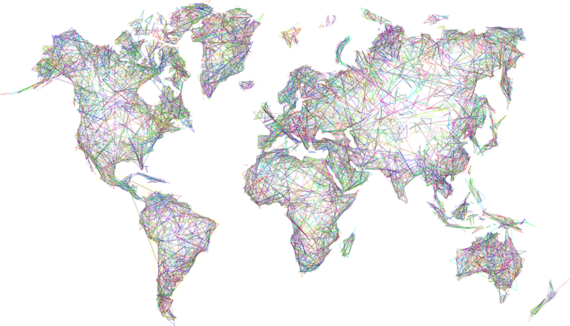 Abstract World Map Png Transparent Picture - World Map Abstract Png (800x458), Png Download