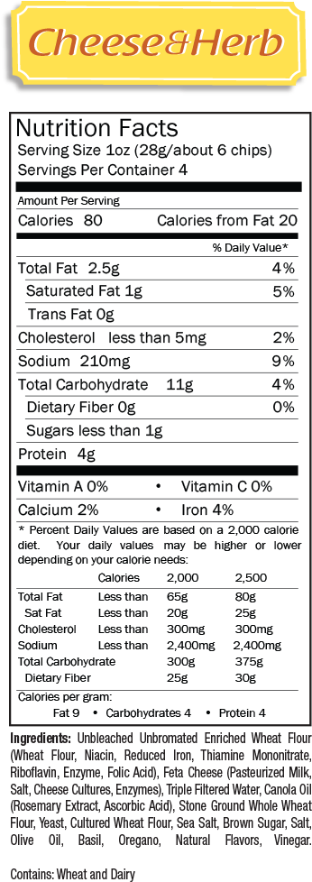 Nutrition Med Cheeseherb - Nutrition Facts (500x1000), Png Download