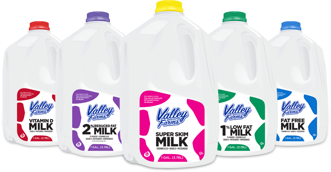 Valley Farms Milk Family Valley Farms Milk Family - Upstate Farms Fat Free Milk (1116x580), Png Download