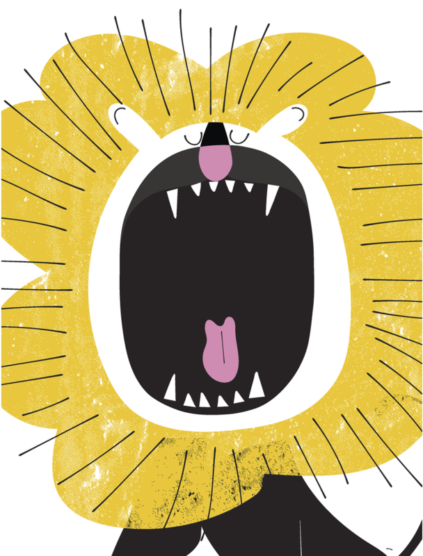 "roaring Lion" By Pragya Kothari From Mouse Magpie - Cartoon (1024x799), Png Download