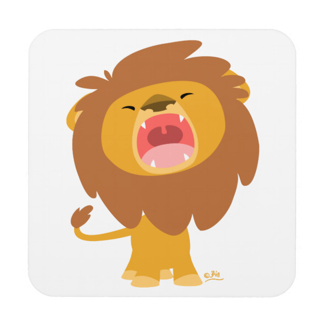 Cute Cartoon Roaring Lion Coasters - Cute Cartoon Lion Roar (650x650), Png Download