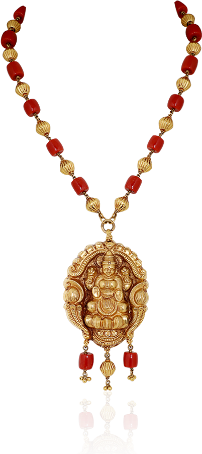Maha Lakshmi Coral Antique Haaram - Locket (1000x1000), Png Download