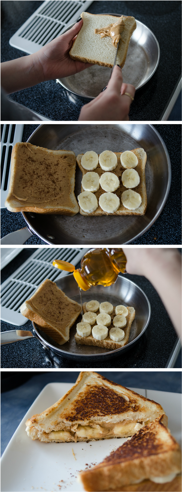 Pb, Banana, Cinnamon & Honey Grilled Sandwich - Tosty Z Masłem Orzechowym (604x1600), Png Download
