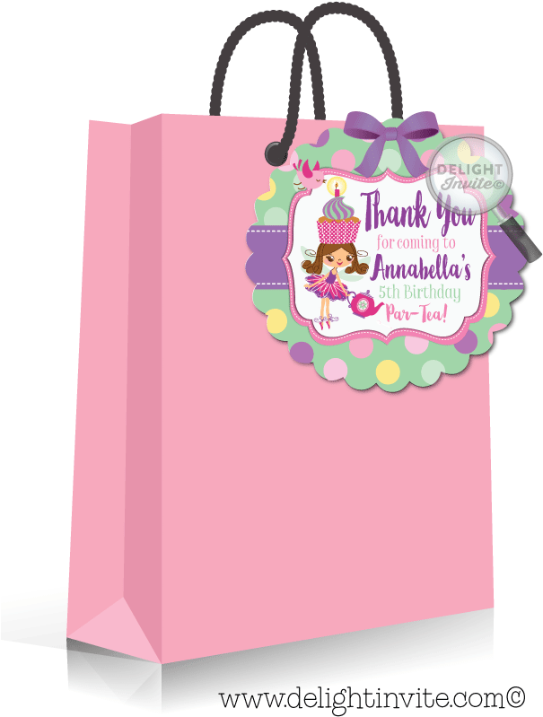 Fairy Tea Party Favor Tags - 40th Birthday Black Thank You Tag (613x822), Png Download