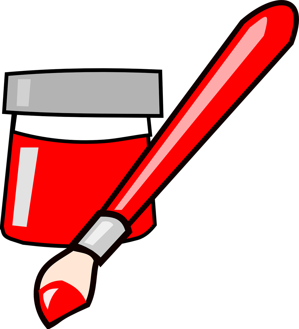 Paint Brush Clipart Red - Paint Brush Clip Art (655x720), Png Download
