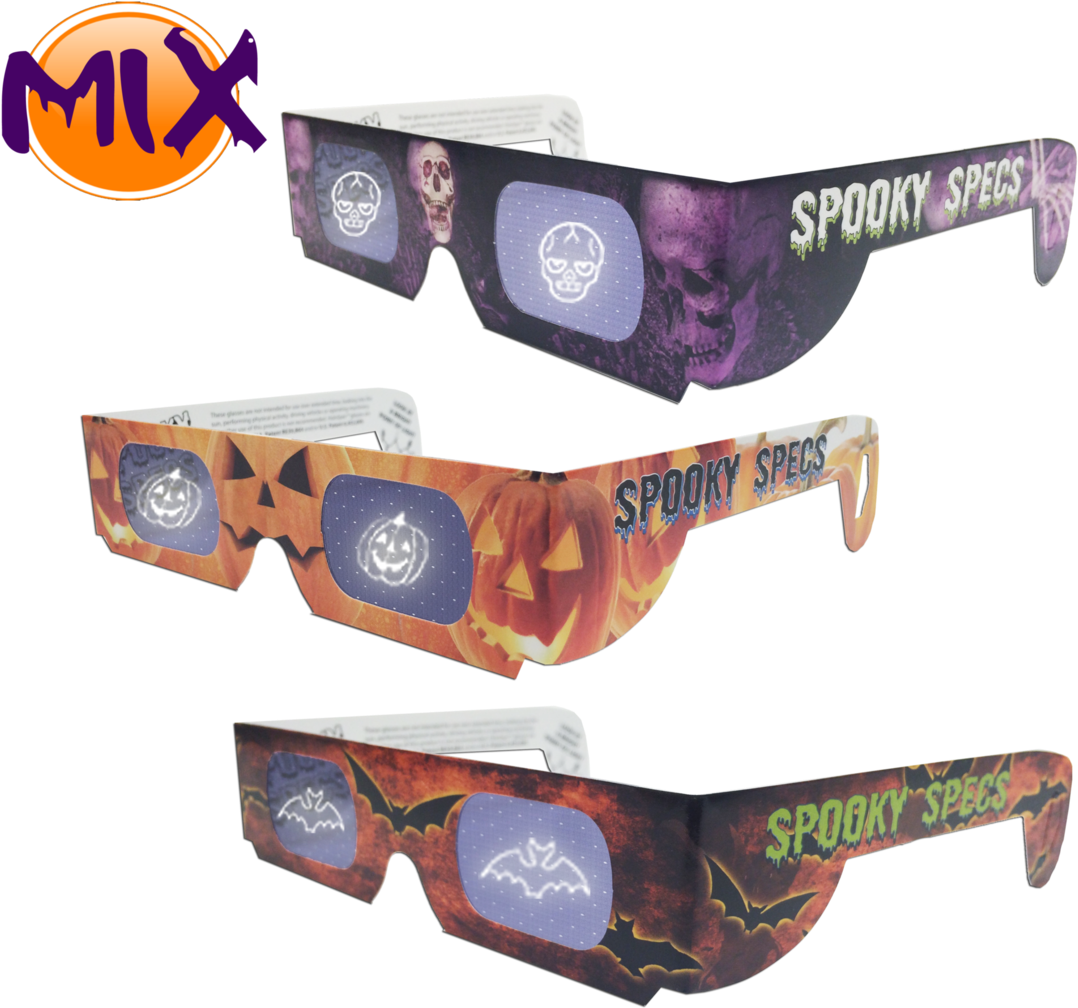 American Paper Optics Page - Spooky Specs - Bat Hologram Lenses In Paper Frame - (1160x1087), Png Download