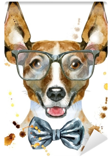 Watercolor Portrait Of Jack Russell Terrier With Bow-tie - Terrier (400x400), Png Download