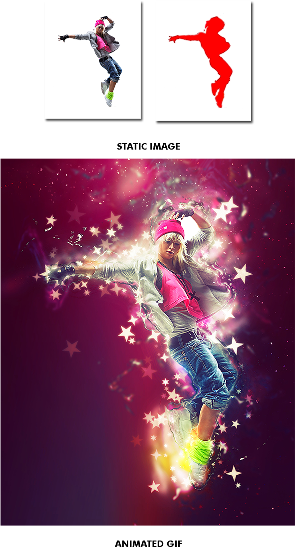 Gif Animated Stars Wave Photoshop Action - Adobe Photoshop (590x1150), Png Download