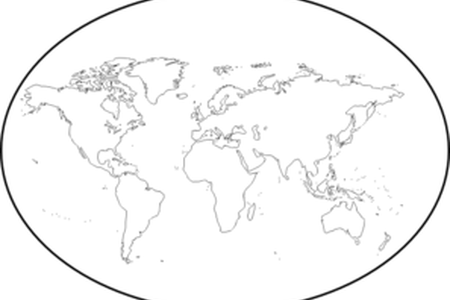Clip Black And White Library Collection Of Free Map - Map Of The World Plain White (450x300), Png Download