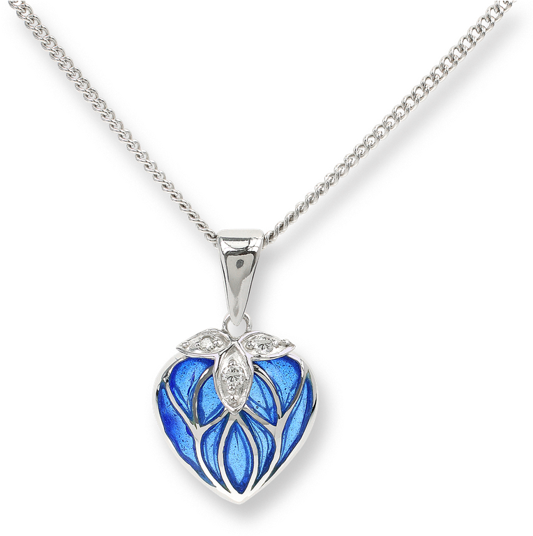 Nicole Barr Designs Sterling Silver Heart Necklace-blue - Silver Necklace With Blue Locket (800x800), Png Download