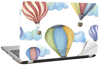 Watercolor Pattern With Cartoon Hot Air Balloon - Hot Air Balloons Watercolor (400x400), Png Download