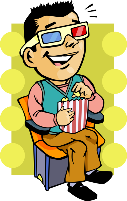 Man Watching A Movie With 3d Glasses Royalty Free Vector - Watching Movies Clipart (302x480), Png Download