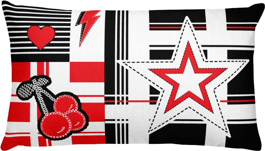 Plaid Punk Love Lightning Bolt Cherry Star 20" X 12" - Throw Pillow (1000x1000), Png Download