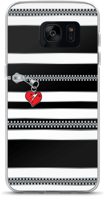 Punk Stripes Zipper Heart Lightning Bolt Samsung Case - Smartphone (1000x1000), Png Download