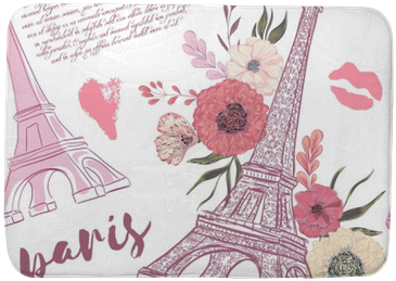 Bath Mats Paris Vintage Seamless Pattern With Eiffel - Papel De Parede Paris (400x400), Png Download